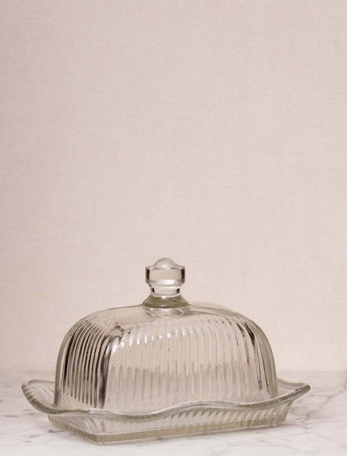 Lined glass butter dish - Chehoma