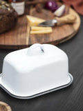 Beurrier en émail blanc - BazarDeluxe