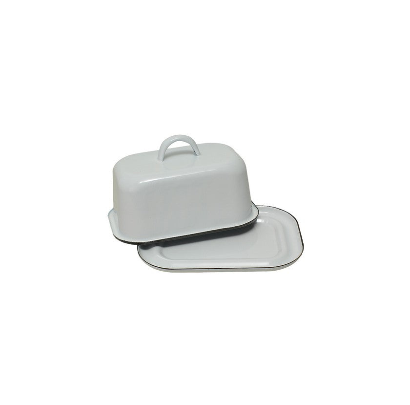 Beurrier en émail blanc - BazarDeluxe