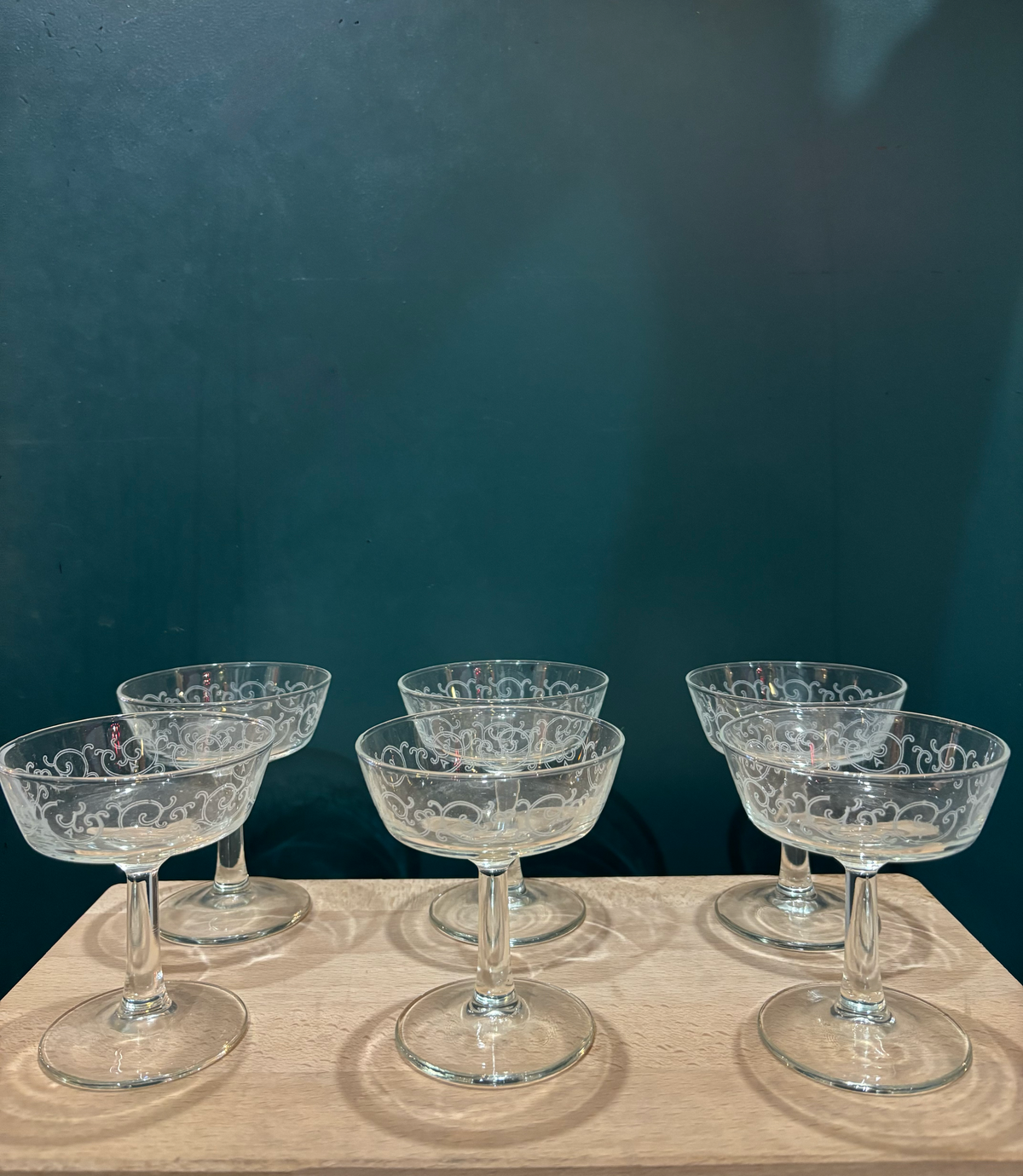 Engraved glass champagne flutes