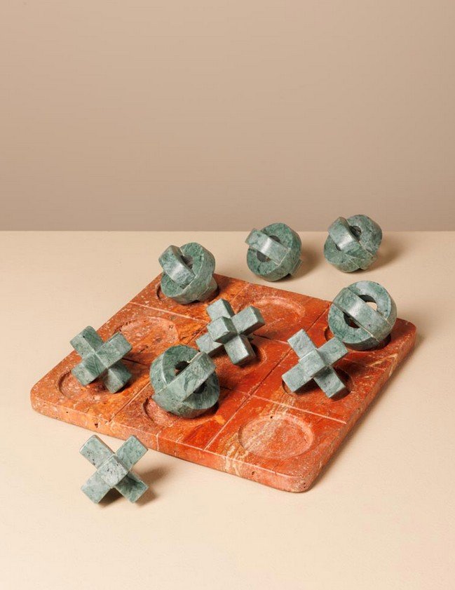 Tic-tac-toe game in marble and travertine - Chehoma