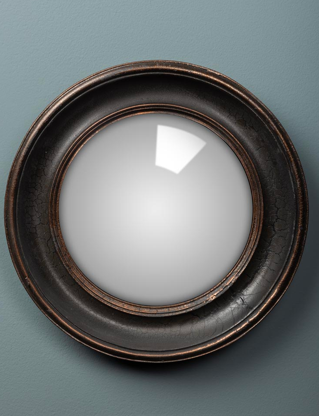 Miroir Convexe Bord noir et or antique - Chehoma